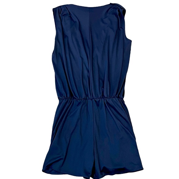 RACHEL ROY sleeveless shorts romper jumpsuit skort size small blue silky pockets - Picture 4 of 9
